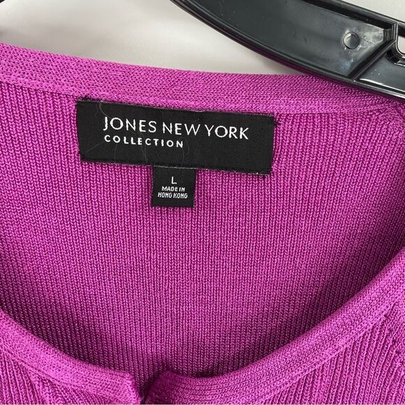 Jones New York Magenta Knit Sweater Cardigan size L - Picture 3 of 4